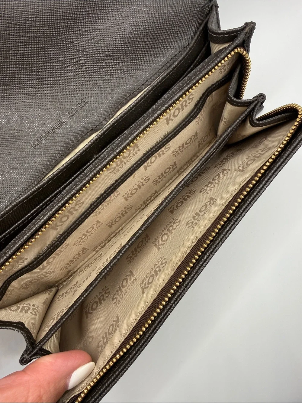 Michael Kors Signature Coated Canvas Flap Continental Wallet - Brown & Gold